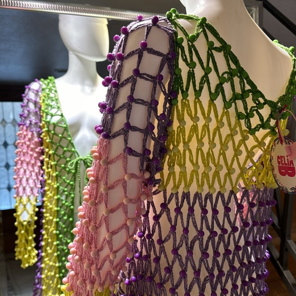 Celia B Pastel Crochet Beaded Cover Up - Picture 5 of 9